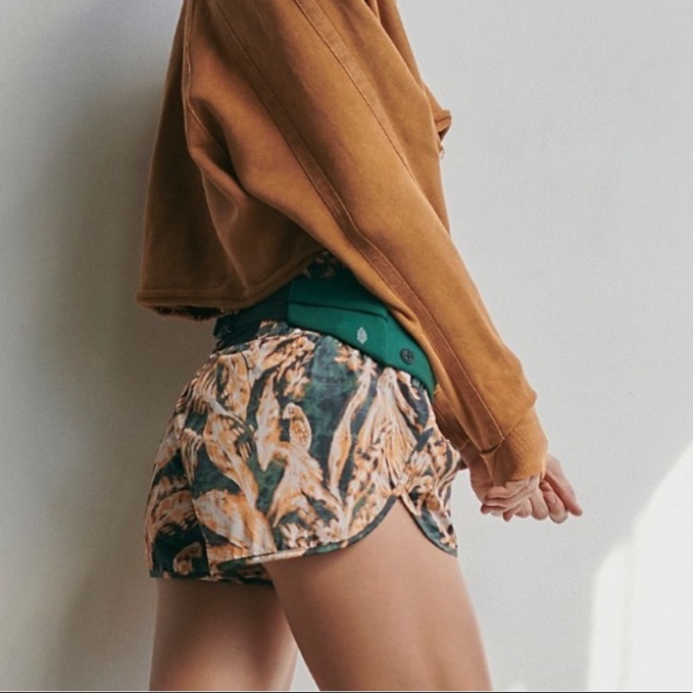 Free People FP Movement High Rise Printed Shorts in Black Combo